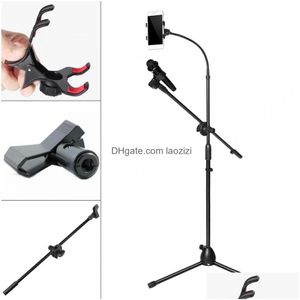 Diğer Elektronik Teleskopik Mikrofon Metal Metal Tripod Esnek Cep Telefonu Tutucu Klip Salıncak Bom Evre Braket Mikrofon Stand Drop DHK54