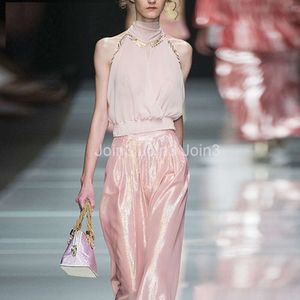 New Damen European Fashion Design ärmellose Tanktop und Weitbein langer Hosen Twinset Sommeranzug Smlxl
