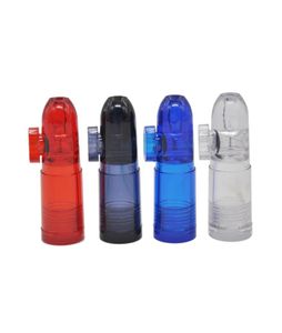 Plastic bullet snuff acrylic dispenser rocket metal bullets snuff 4 colors 48mm for snorter mini smoking pipe hookah water pipes b7072732