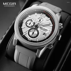 腕時計Megir 2026スポーツメンズウォッチファッションミリタリーシリコンアナログクロノグラフクォーツ腕時に