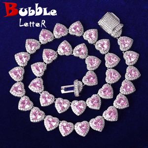 Tennis Bubble letter polyester heart-shaped tennis chain suitable for women smooth girl necklace pink hip-hop jewelry d240514