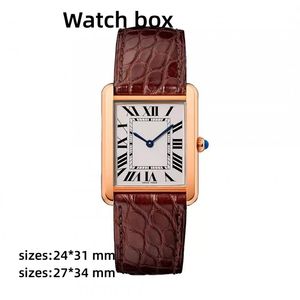 Men's and women's watches New Tank series top fashion casual 27mm 24mm couple leather small square waterproof luminous quartz 229Z