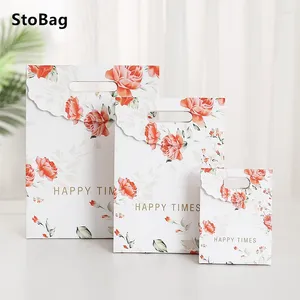 ギフトラップStobag Mother's Day Valentine's Paper Bag Bag Teacher's Tote Bagsお土産ポーチパッケージフラワージュエリー