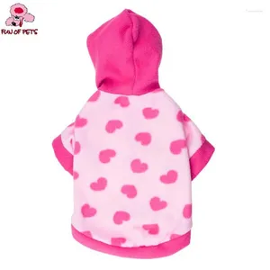 Dog Apparel Fashion Autumn Adorável Coração rosa Padrão polar com capuz de estimação para cães para cães roupas