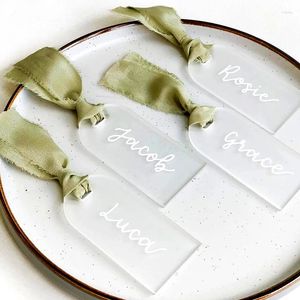 Parti dekorasyonu 10pcs/set akrilik buzlu şeffaf düğün koltuğu etiketleri bagaj etiketleri yer imleri kitap panoları konuk kartvizit hediyeler