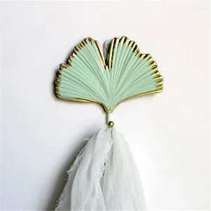 Hooks Nordic Style Leaf Shape Wall Hook Golden Green Hanger Key Hanging Storage Rack For Towel Clothes Home Organization