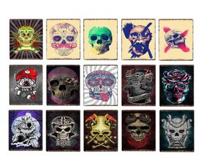 Metal Sign Retro Ny Skull Tattoo Parlors Shop Tin Signs Plate Top Music Film Affischer Art Cafe Bar Vintage Metal målning Wall Cla2119084