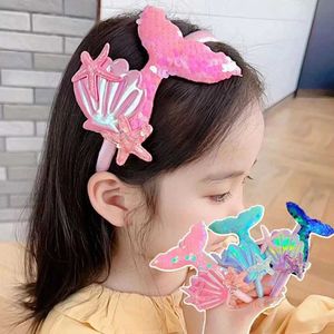 Hårtillbehör Glänsande paljetter Mermaid Tail Hairband Kids Girls Rainbow Hair Band Rainbow Diy Headwear Children Hårtillbehör