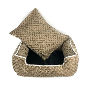 デザイナードッグネストクラシックレターロゴブラウンピンクペットベッド柔らかく快適な正方形の猫ネストチェネリーファドウコーギ
