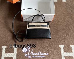 Handbag Keliys Genuine Leather 7A bag mini 2nd generation 19cm black inset amber yellow 9D Chevre goat silver buckle
