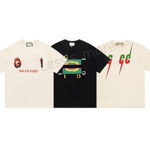 夏のファッションメンズデザイナーTシャツグラフィックティーTシャツルーズカジュアルスポーツショートトップラグジュアリーブランドレタープリントアプリコットホワイトアンドブラックカレット