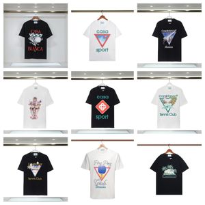 2023 Casablanca Double Yarn Men e feminino versátil camisetas Hip Hop Casual Mangas curtas 240408