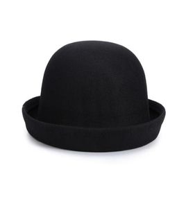 Yeni perakende küçük kızlar fedora şapka kubbe kapağı çocuklar elbise şapkaları çocuk başlıkları şapkalar yün keçeli bowler hat6013882