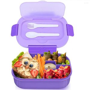 Обеденный залог Purple Lunch Box 4 отсеки Пластиковые детские 1300 мл независимого бенто хранения