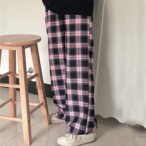 Mexzt HARAJUKU PLAID szeroko nogawkowe spodnie damskie streetwear duże workowate dresowe dres vintage High talia swobodne joggery czarne spodnie 240513