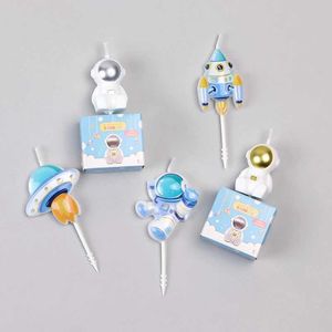 5pcs Candles Kind Happy Birthday Party Astronaut Kuchen Kerze für Universum Außenraum Thema Geburtstagsfeier Dekorationen