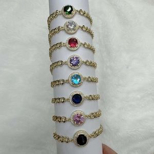 Pulseira de cadeia de latão colorido de zircão colorido Batilhão de pulseira ajustável Baixas de jóias à prova d'água pulseiras de pulseiras