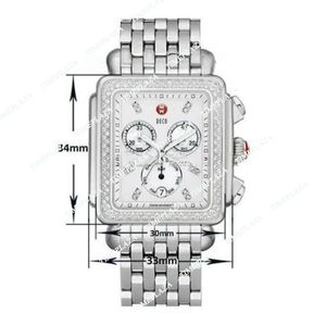 Ny 33mm Michele Signature Deco Diamond Chronograph Mother of Pearl Ladies Quartz Watch