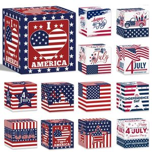 Embrulho de presente 3d American Independence Day Paper Candy USA Feliz 4 de julho da caixa de embalagem decoração de adereços de partidos 6pcs