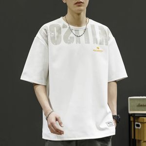 Herrkläder Stylish Letter Tryckt tröjor American Retro Summer Daily Korean Oneck AllMatch Casual Short Sleeve Tshirts 240507