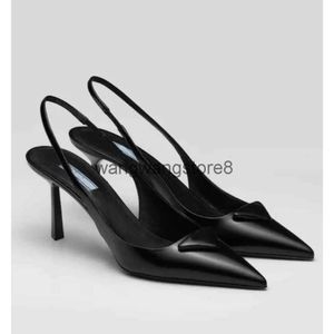 Sandals Summer Romantic Elegant Triangle Brushed Leather Shoes For Women Slingback Pumps Luxury Footwear High Heels Party Wedding Dress Shoe
