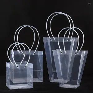 Present Wrap 10pcs PVC Material Flower Arrangement Handväska transparent vattentät blommig buketthandväskor