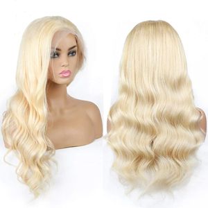 #613 Base bionda Base di seta parrucca in pizzo completo Capelli umani 4x4 parrucca superiore Wig Body Wad Body Remy Hair Wig di pizzo trasparente per le donne