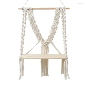 MOLTO CUSCINA MOLTO Scaffale sospeso boho macrame interno per piante ripiani organizzatore di decorazioni rastrelliere soggiorno camera da letto