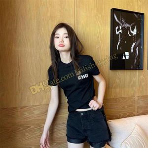 Summer T shirt for Women Clothing Letter Print O-Neck Short-Sleeve T-shirt Femme Loose Casual Crop Top