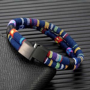 Bracelets de charme mkendn Surfista de aço inoxidável preto Bracelete à prova d'água Homens Mulheres Mulheres feitas à mão Tecida Projeto de Jóias de Praia de Jóias de Praia Y240510