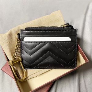 Womens Designer Wallet Leather Quilted Coin Purses Marmont 4 Card Slot Credit ID Cardholder Black Poke Card Keychain Card Holder Luxury Mens Wholesale Clutch plånbok