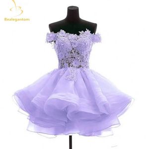 Beagantom Lovely Lilac Short Prom Dresses Sweetheart Flowers Organza Homecoming Graduation Dresse Formal Party Gown 240513