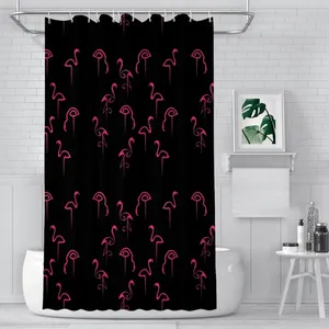 Cortinas de chuveiro incrível Flamingo preto Boho Impermea