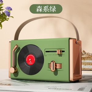 Ny Creative Mini Retro Bluetooth Speaker Card Insert USB Gift Black Lime Record Machine Desktop Portable Sound System