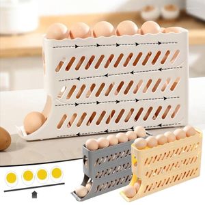 キッチンストレージ冷蔵庫の卵ボックス大容量自動サイドパネルスライディングコンテナ特別なローリングラック