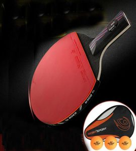 Professional 98 Imitation Carbon Nanoscale Table Tennis Bat Racket Long Short Handle Pong Paddle With Ball And Carry Bag Raquets2085364