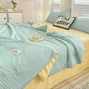 Bubble coreano Summer Quilt Wash Cotton Block Bed Sheetdouble Lateble Blain de resfriamento para o Bedair Condition Ediceter 240514