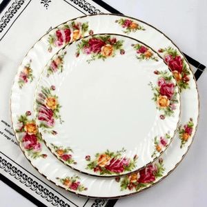 Plates Chinese-style Bone China European-style Retro Household Tableware Plate Dishes Western-style Set Ceramic Gift Box