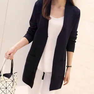 Women's Knits Mid-length Coat Versatile Fashion Autumn Female Knitted Jacket Cardigan Open Stitch Thick Sweater Streetwear
