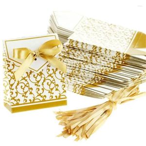 Gift Wrap 100pcs Wedding Favours Birthday Party Favor Bags Gold Sliver Flower Candy Boxes Bag Sweet Cake 2024