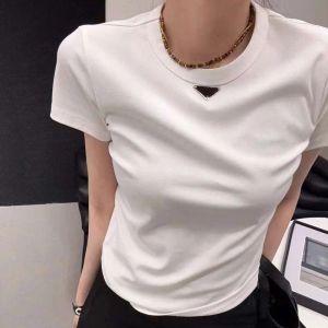 Woman T-shirts Fashionable and Trendy Round Neck Short Slept for Women 23 New Loose Fitting Casual Versatile Color Cotton Top