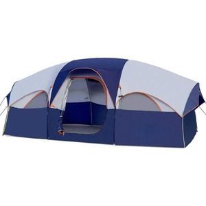 Tents and Shelters Camping tent weather resistant family 5 large mesh windows double layered with partition curtains portable bagQ240511