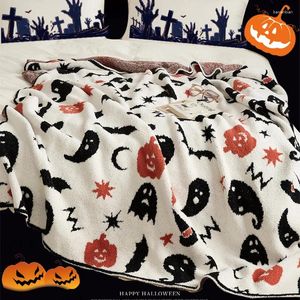 Decken yiruio süße Halloween Dekoration Geschenk gestrickt Decke Kürbis Geister Hexe Imp Bat Jacquard Downy Pelry Hallowmas Wurf