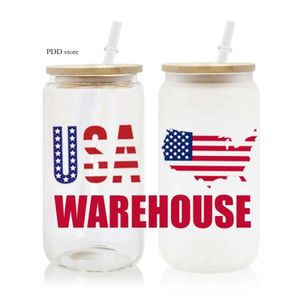 USA CA 16Oz Recycled In Bulk Double-Wall Iced Coffee Boba Bilia Glass Tumbler With Straw And Bamboo Lids 0514
