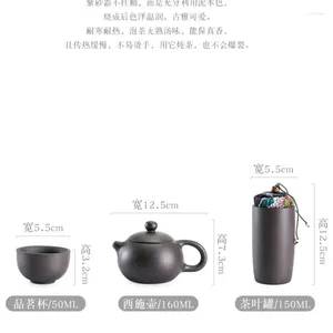 Teaware set utomhus Kung Gift Set Teapot Purple Ceremony Tea Cups Teacup Portable Gaiwan Ceramic of Fine Travel Sand Fu