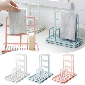 Kitchen Storage Faucet Sink Sponge Rack Stand Plastic Towel Holder Scouring Pad Dishwash Organizer Cloth Drain Basket