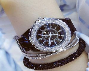 Crystal Starlight Quartz Watch Relogio Feminino Luxury Dres zegarki białe ceramiczne ręki diamentowe 2106039219643