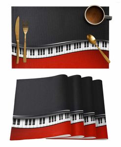テーブルマットレッドとブラックピアノキープレースマットウェディングパーティーダイニング装飾リネンマットキッチンアクセサリーナプキン