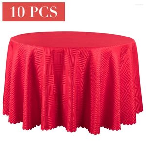 Panno da tavolo 10pcs jacquard a strisce rotonde tovaglia in oro rosso coperte bianche quadrate festa di nozze el panni da pranzo