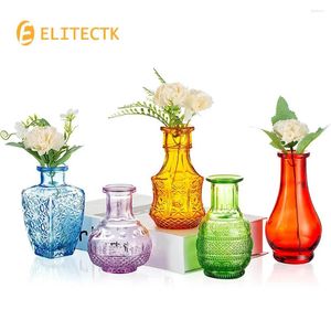 Vasos Vases Crystal Crystal Crystal Small Mini Flower Decor Antique Decorativa Abertura curta